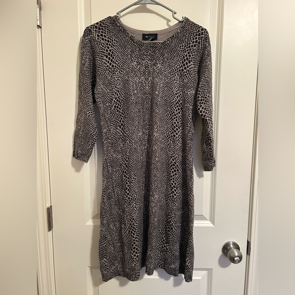 Grey and black snake skin sweater dress long sleeve